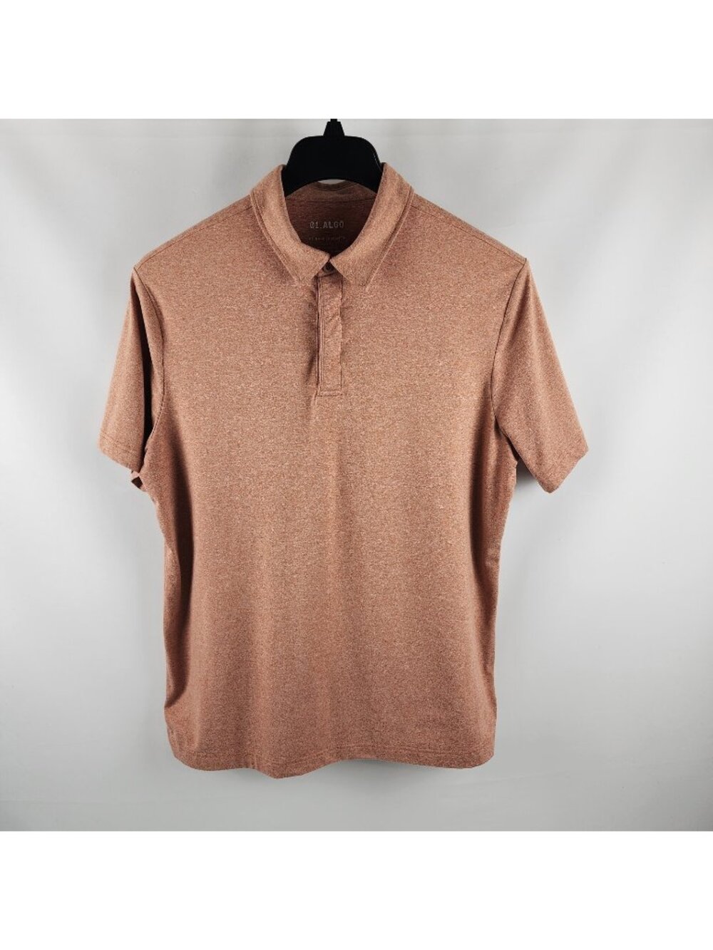01.Algo Shirt Mens Large Light Rust Performance S/S Golf Polo Wicking